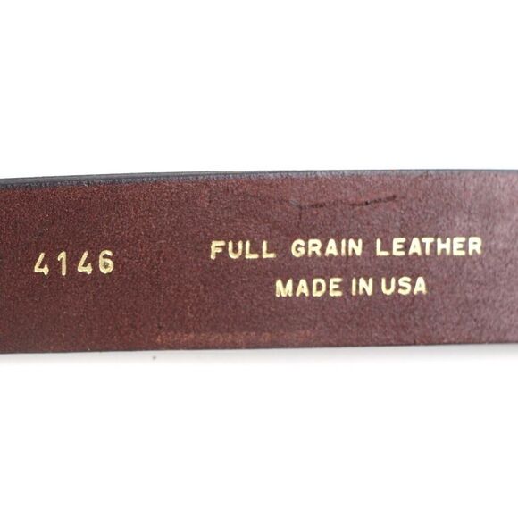 CLASSIC SADDLE BROWN REAL LEATHER 1 3/8"Wd CASUAL DRESS MEN'S BELT Sz 38/95 (X46 - Picture 8 of 13